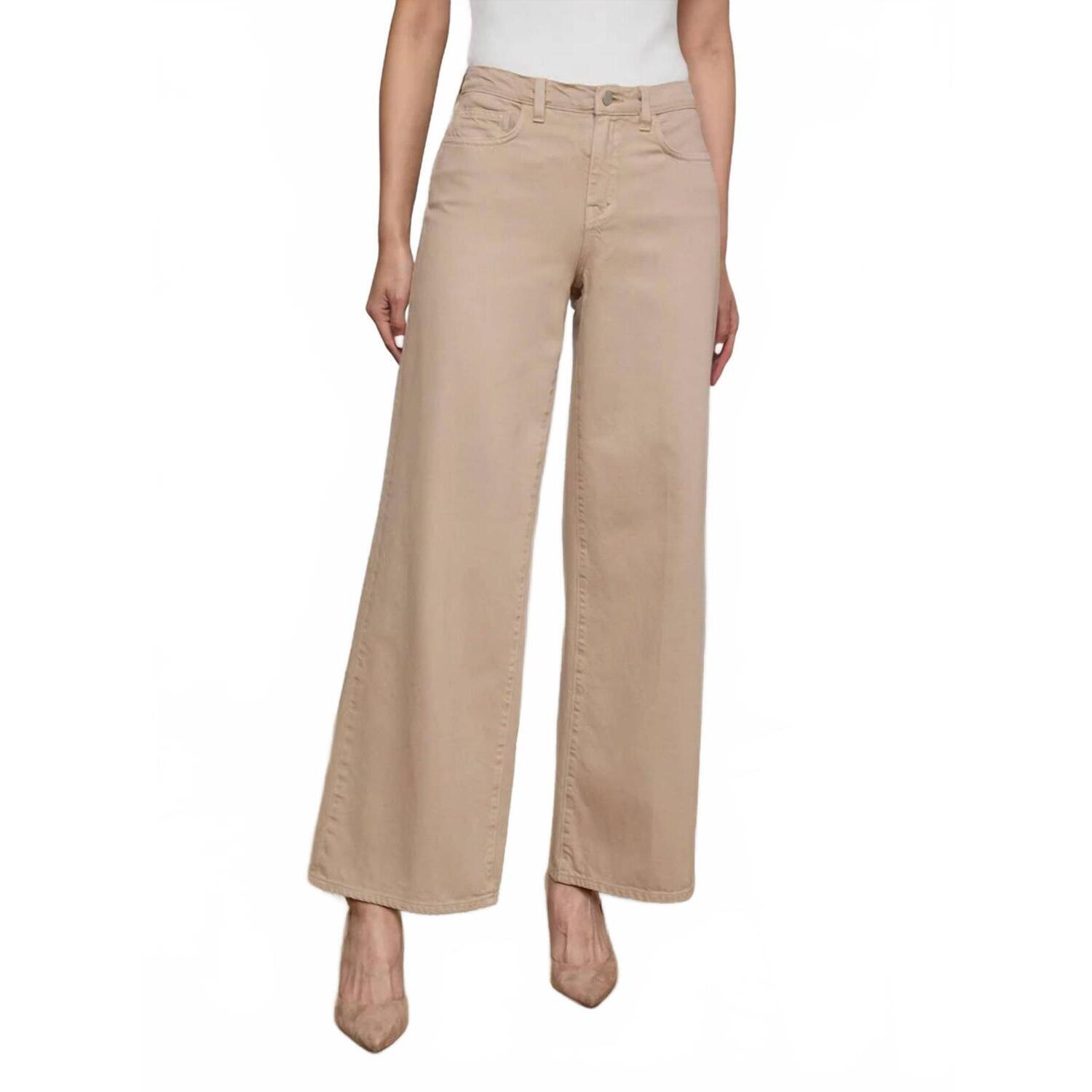 New L'agence Alicent High Rise Sneaker Wide Leg Jean In Pale Khaki
